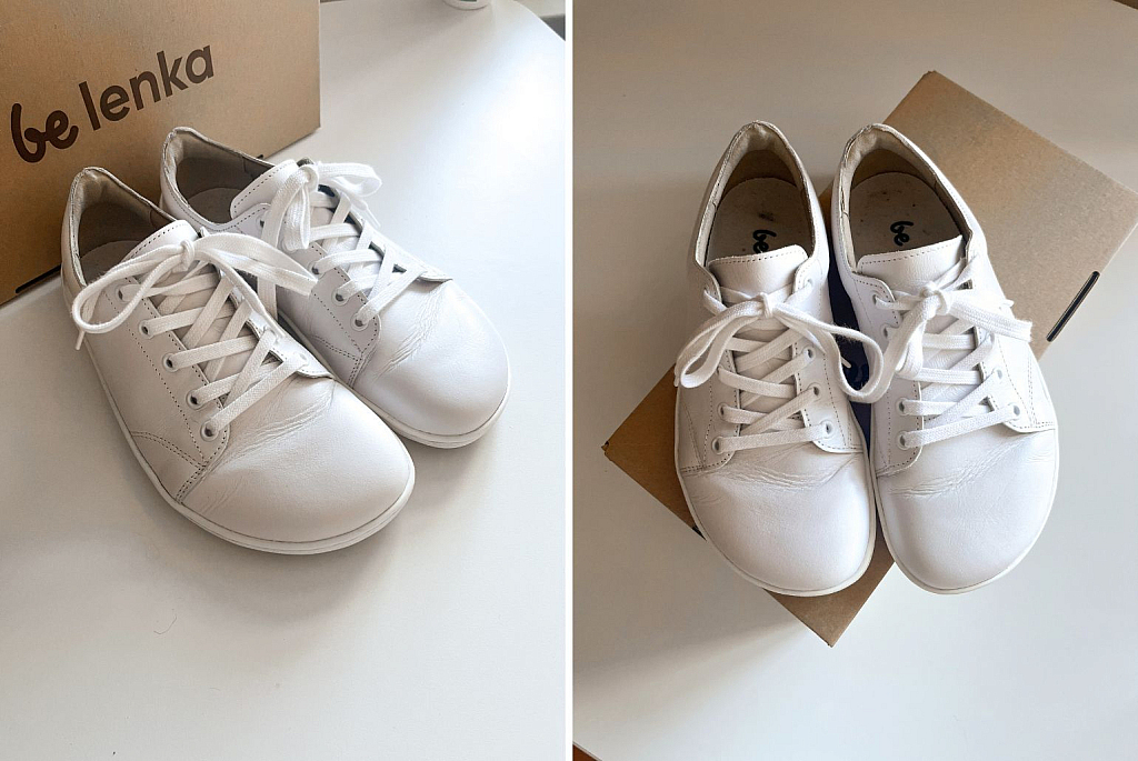 Barefoot shoes review - BeLenka Prime 2.0 white sneakers photographed from top - Lookforsmile.com
