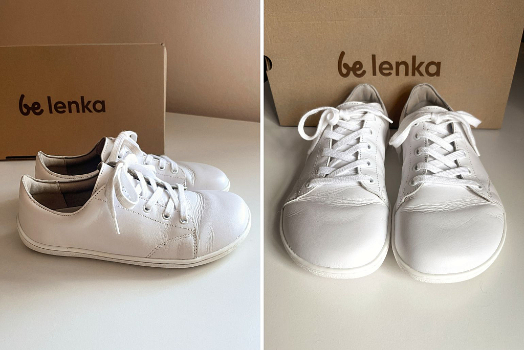Barefoot shoes review - BeLenka Prime 2.0 white sneakers from side and front - Lookforsmile.com